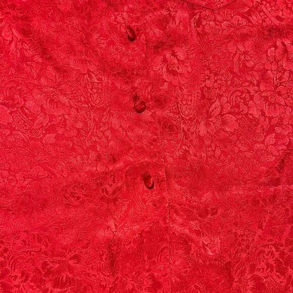 DELICATES 2 piece, women's size S, polyester pajamas set, red satin feel - Picture 7 of 10